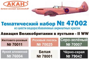 Акан 47002, Авиация Великобритании в пустыне WWII. Набор акрилатлатексных водоразбавляемых красок