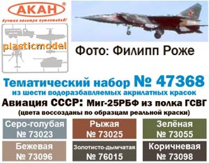 Акан 47368, Миг-25РБФ из полка ГСВГ Авиация СССР. Набор акрилатлатексных водоразбавляемых красок