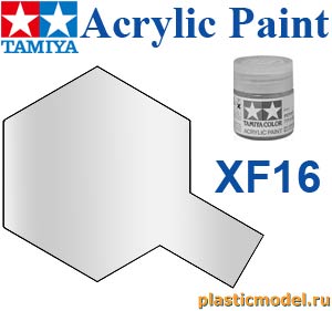 Tamiya 81716, XF-16 Flat Aluminum, acrylic paint mini 10 ml. (Алюминий Матовый металлик, металлик, краска акриловая, 10 мл.)