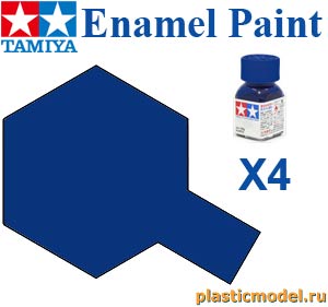 Tamiya 80004, X-4 Blue gloss, enamel paint 10 ml. (Синий глянцевый, краска эмалевая 10 мл.)