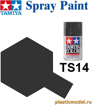 Tamiya 85014, TS-14 Black gloss, 100 ml. spray (Чёрный глянцевый, краска в аэрозольной упаковке 100 мл)