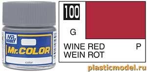 Gunze Sangyo C100, 100 Wine Red gloss, Mr. Color solvent-based paint 10 ml. (Вино Красное глянцевый, краска акриловая на растворителе 10 мл.)