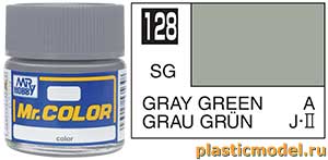 Gunze Sangyo C128, 128 Gray Green semigloss, Mr. Color solvent-based paint 10 ml. (Серо-Зелёный полуматовый, краска акриловая на растворителе 10 мл.)