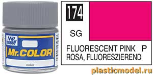 Gunze Sangyo C174, 174 Flurescent Pink gloss, Mr. Color solvent-based paint 10 ml. (Флуоресцентный Розовый глянцевый, краска акриловая на растворителе 10 мл.)
