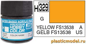 Gunze Sangyo H329, H329 Yellow FS13538 gloss, aqueous hobby color paint 10 ml. (FS13538 Жёлтый глянцевый, краска акриловая водная 10 мл.)