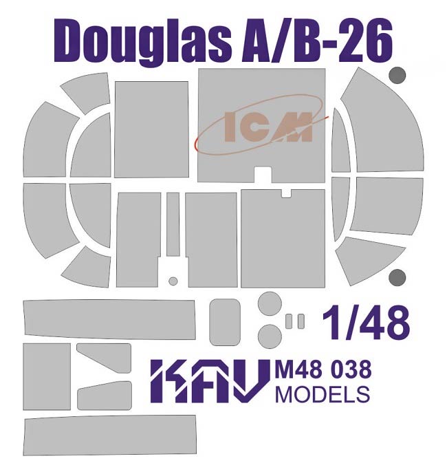 KAV models M48 038 Окрасочная маска на Douglas A/B-26 (ICM)