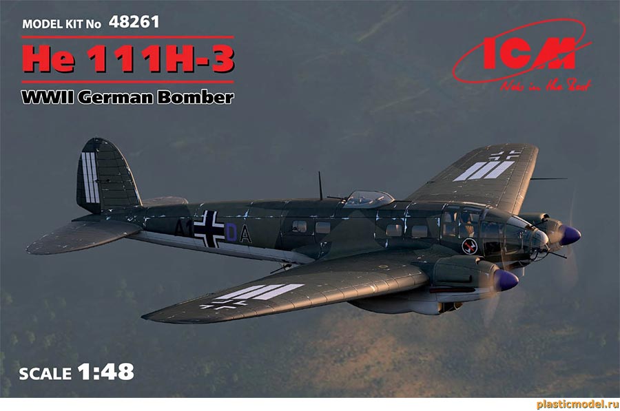 ICM 48261 He 111H-3 WWII German bomber (Хейнкель He-111H-3 Германский бомбардировщик 2МВ)