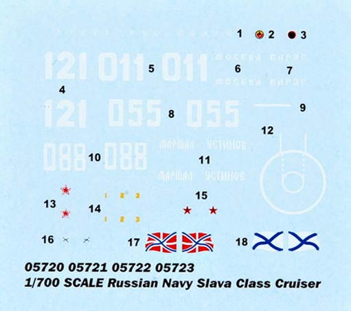 Trumpeter 05723 Ukraine Navy Slava Class Cruiser Vilna Ukraina («Украина»  бывший «Комсомолец» и «Адмирал Флота Лобов» ракетный крейсер проекта 1164 «Атлант»)