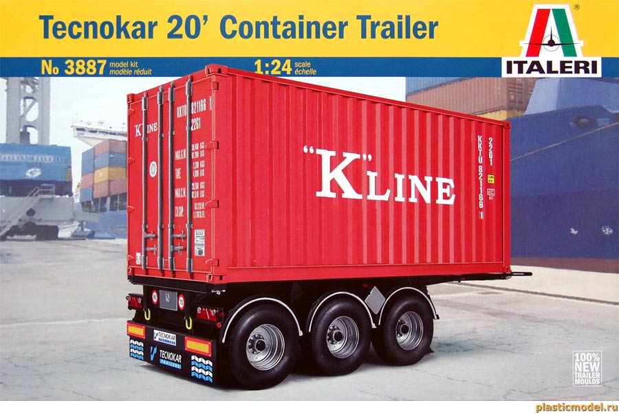 Italeri 3887 Tecnokar 20' Container Trailer (Полуприцеп производства «Текнокар» для перевозки 20-футового контейнера с контейнером)