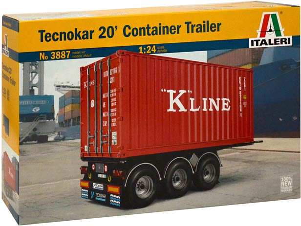 Italeri 3887 Tecnokar 20' Container Trailer (Полуприцеп производства «Текнокар» для перевозки 20-футового контейнера с контейнером)