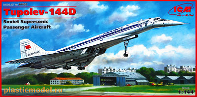 ICM 14402  1:144, Tupolev-144D Soviet Supersonic Passenger Aircraft (Ту-144Д Советский сверхзуковой пассажирский самолёт)