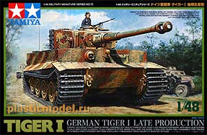 Tamiya 32575  1:48, German Tiger I Late Production («Тигр I» позднее производство, немецкий тяжёлый танк)