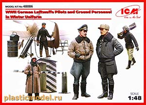 ICM 48086  1:48, WWII German Luftwaffe Pilots and Ground Personnel in Winter Uniform (Пилоты и техники ВВС Германии в зимней униформе, 2МВ)