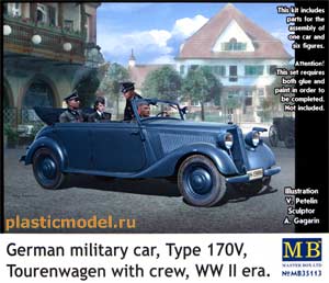 Master Box 35113 1:35, German military car, Type 170V, Tourenwagen with crew, WW II era. (Тип 170V немецкий военный автомобиль с экипажем, 2МВ)
