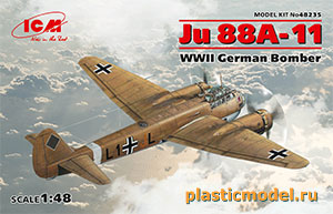 ICM 48235  1:48, Ju 88A-11, WWII German Bomber (Юнкерс Ju 88A-11 Германский бомбардировщик 2МВ)