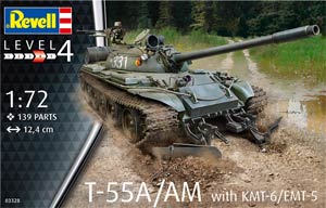Revell 03328  1:72, T-55A/AM with KMT-6/EMT-5 (T-55A/AM Советский основной средний танк с колейным минным тралом КМТ-6)