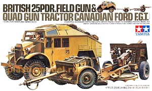 Tamiya 35044  1:35, British 25pdr. field gun & Quad gun tractor / Canadian Ford F.G.T. (Британская 25-фунтовая полевая пушка с тягачём полевых орудий Форд канадского производства)