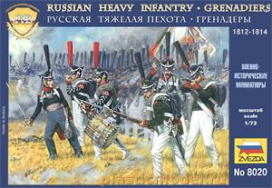 Звезда 8020  1:72, Russian heavy infantry - Grenadiers, 1812 - 1814 (Русская тяжелая пехота - гренадеры, 1812 - 1814 гг)