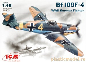 ICM 48103  1:48, Messerschmitt Bf 109F-4 WWII German fighter (Мессершмитт Bf 109F-4 Немецкий истребитель)
