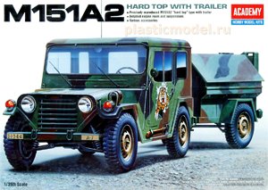 Academy 13012  1:35, M151A2 hard top with trailer (M151A2 с жёстким верхом американский лёгкий армейский автомобиль с прицепом)