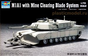Trumpeter 07277  1:72, M1A1 Abrams with Mine Clearing Blade System  (М1А1 «Абрамс» основной боевой танк США с минным тралом)
